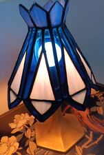 Mini Lámpara de Mesa Estilo Tiffany Vidrio Azul Bombilla LED 11""H*6""W Base de Latón segunda mano  Embacar hacia Argentina