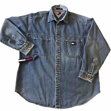 Camisa jeans masculina grunge grande carpinteiro vintage anos 90 Tommy Hilfiger jeans desgastada comprar usado  Enviando para Brazil