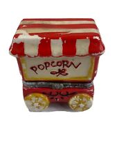 Popcorn Stand Cart Ceramic Trinket With Hinged Lid Jewelry Pill Box No Chips for sale  Shipping to South Africa