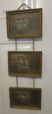 Used, Vintage Hanging Framed 3 Tier Hand Colored Photographs Twins in Wicker Stroller for sale  Shipping to South Africa