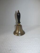 Vintage Metal Brass School House Teacher Bell with Wood Handle Metal Clapper for sale  Shipping to South Africa