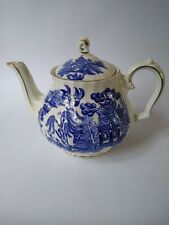 James SADLER Blue and White Willow Pattern Teapot from the  1950's for sale  NOTTINGHAM