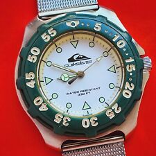 Quicksilver Surf Watch Amazing White Dial Green Bezel QSL220 Bracelet Vintage for sale  Shipping to South Africa