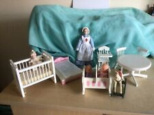 Dolls House Nursery furniture and figures- cor, rocking cradle, high chair etc for sale  Shipping to South Africa