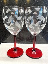 Copos de vinho gravados Chili Peppers Stemware. Conjunto de 2 em excelente estado comprar usado  Enviando para Brazil