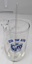 vintage Zeta Tau alpha Crest Fraternaty Glass Martini pitcher + Stirrer  6.25" for sale  Shipping to South Africa