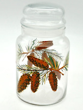 Jarro de vidro Libbey Pinecone vasilha com tampa inverno pinha transparente 7" comprar usado  Enviando para Brazil
