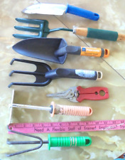 LOTE DE 7 herramientas manuales de jardín plantación de flores tenedor rastrillo, azada, cortes, amarillo/verde segunda mano  Embacar hacia Mexico