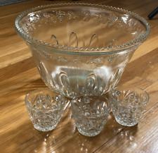 Tigela perfurada de cristal vintage Indiana Glass Princess folhas de uvas transparentes e 3 xícaras comprar usado  Enviando para Brazil