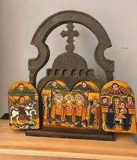 Used, Vintage Hand made Ethiopian Wooden Icon  Cross Hand Painted Ethiopia African Art for sale  Shipping to South Africa