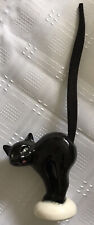 Black ceramic cat with long wooden tail (28cm h) for sale  Shipping to South Africa