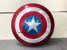 Escudo redondo de metal del Capitán América de 24" con correas de cuero larpa juegos con cosplay segunda mano  Embacar hacia Argentina