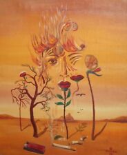 1993 ABSTRACT SURREALIST OIL PAINTING LANDSCAPE STILL LIFE PORTRAIT SIGNED, used for sale  Shipping to Canada