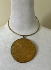 Large Gold Tone Mandela Disc Pendant Multi Strand Choker Necklace for sale  Shipping to South Africa