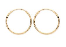 9ct Gold on Silver Diamond Cut Sleeper Hoop Earrings - 20mm for sale  BIRMINGHAM