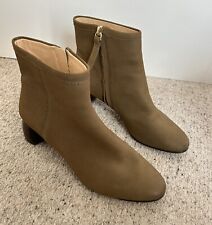 Clarks Cushion Plus Ladies Khaki Ankle Suede Heeled Boots Zip Up UK Size 4 , used for sale  Shipping to South Africa