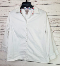 Camisa Chico's White Career casual manga longa popeline botão para baixo tamanho 2 (grande) comprar usado  Enviando para Brazil