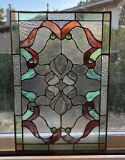 Usado, Painel de vitral antigo colorido com chumbo ~ Estilo Art Deco ~ 16" X 11" comprar usado  Enviando para Brazil