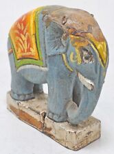 Antique Wooden Standing Elephant Figurine Original Old Hand Carved Fine Painted for sale  Shipping to South Africa