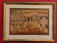 Hand Painted India Procession Maharajah Miniature Painting Framed Artwork Sunset for sale  Shipping to Canada