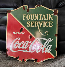 COCA COLA FOUNTAIN SERVICE PORCELAIN COKE SIGN ONE SIDED for sale  Shipping to South Africa