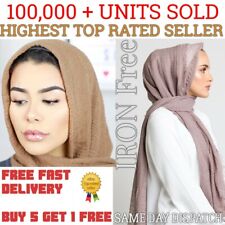 NOVO ESTILO CRINKLE PREMIUM Liso Hijab Maxi Lenço Lenço CRIMPAGEM HABIBA Xale  comprar usado  Enviando para Brazil