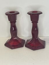 Red glass candlesticks for sale  Combined Locks