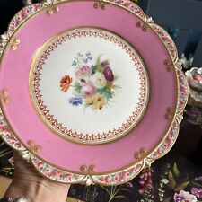 pink hand painted vintage rare gold cake stand with ornate edges and stand for sale  TIDWORTH