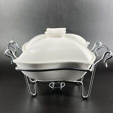 Godinger Porcelain Chafing Dish 1 Quart with Chrome Warmer Stand Buffet Wedding for sale  Shipping to South Africa