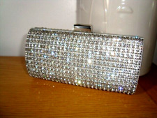 PRETTY COAST SILVER / GREY DIAMONTE SPARKLE SMALL BARREL EVENING CLUTCH BAG for sale  Shipping to South Africa