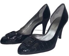 Zapatos de salón/tacones para mujer Anne Klein talla 7,5 negros estampado reptil retro segunda mano  Embacar hacia Mexico