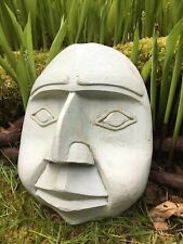 vintage cement man's face garden plaque 8" X 6 1/2" hand made artisan art yard~ for sale  Shipping to South Africa