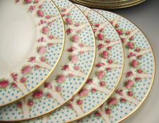  ROYAL DOULTON HAND PAINTED ROSES SWAG ENAMEL TURQUOISE GOLD PLATES SET OF 11, used for sale  Shipping to South Africa