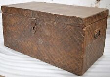 Ferro de madeira antigo tamanho grande caixa de armazenamento baú original antigo feito à mão  comprar usado  Enviando para Brazil