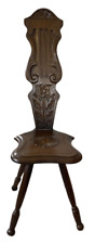 SHABBY CHIC VINTAGE CARVED DARK OAK WOODEN SPINNING CHAIR CIRCA 1910 for sale  Shipping to South Africa