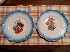 VINTAGE LOT OF 2 DECORATIVE PLATES HORSE WITH LADY RIDER PLATE WALL HANGER for sale  Shipping to South Africa