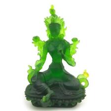 8" Tibet Tibetan Buddhism Statue Green Tara Buddha Liuli Colored glaze Gift for sale  Shipping to Canada