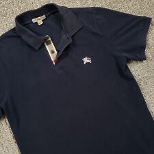 Camisa polo masculina pequena azul marinho tartan xadrez acabamento bordado etiqueta média BURBERRY comprar usado  Enviando para Brazil