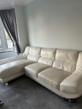 Cream leather sofa for sale  SOUTHEND-ON-SEA