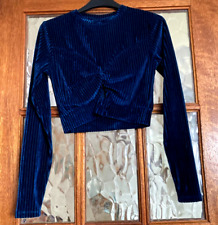 BNWOT TOPSHOP Deep SAPPHIRE NAVY BLUE VELVET Crush JUMBO CORD TWIST FRONT Top 10 for sale  Shipping to South Africa