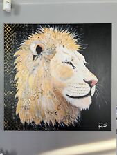obraz akrylowy ręcznie malowany Złoty Lew 100x100 cm ORYGINAŁ na sprzedaż  PL