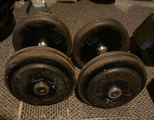 Vintage 50 LB. Dumbell Set (100 lbs total) CAP Plate Loaded W/ Bolts Old School for sale  Flanders