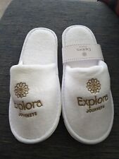 Explora Journeys Cruise Line White Brand New Slippers Size Medium 100% Cotton for sale  Shipping to South Africa