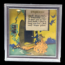 VINTAGE Buzza Style Motto Art FRAMED & UNDER GLASS Made In USA 1920s Friend Deco for sale  Shipping to South Africa