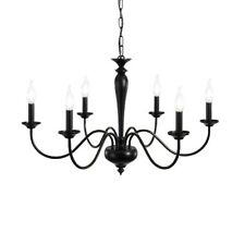 Used, Rustic Farmhouse 6-Light Chandelier - Black Iron L4.45 for sale  Shipping to South Africa