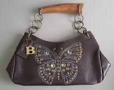Bulaggi Brown Leather Butterfly Design Handbag With  Lovely Wooden Handle for sale  Shipping to South Africa