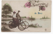 Cartão postal antigo de lembrança, CASAL EM BICICLETAS/ROMANCE (de Bray) comprar usado  Enviando para Brazil