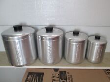 Used, Set of Vintage 1950s Nesting Aluminum Kitchen Canisters FLOUR SUGAR COFFEE TEA for sale  Shipping to South Africa