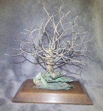 Vtg Silver Wire Art Tree Sculpture Signed"Fried" 74 Wood Base, Home,Office Decor for sale  Shipping to South Africa