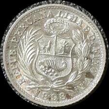 Perú 1898, 1/2 dinero, antigua moneda mundial de plata BU #4407, usado segunda mano  Embacar hacia Argentina